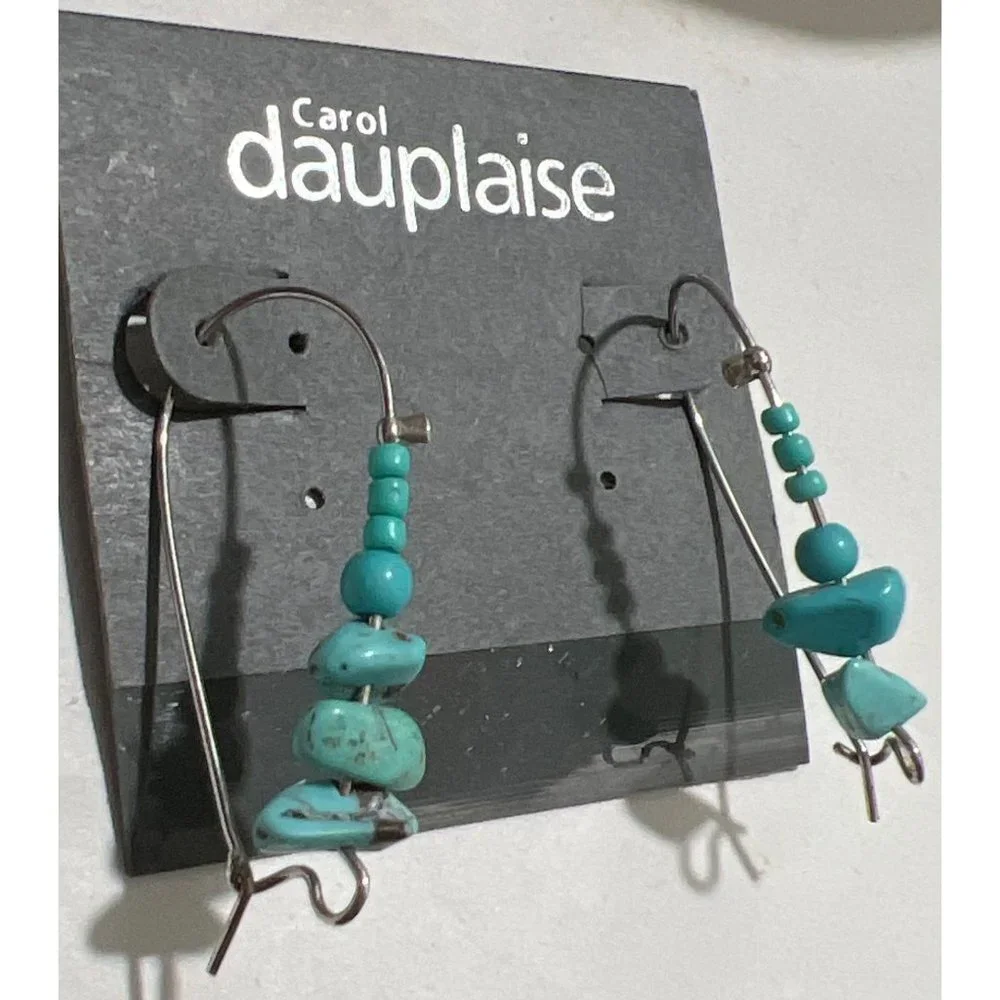 Carol Dauplaise Turquoise And Silver Dangle Earrings